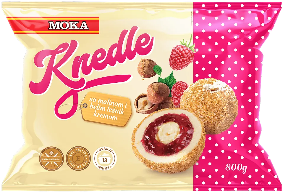 Knedle sa malinom i belim lešnik kremom