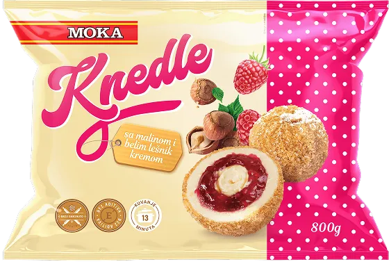 Moka knedle sa malinom i belim lešnik kremom
